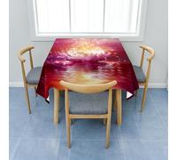 Surwin Nappe Carrée, Nappe Rectangulaire Anti Tache - Effet Lotus, 3D Motif Lotus Lavable Housse de Table en Polyester pour Maison, de Restaurant, de café et Jardin (Brillant,60x60cm)