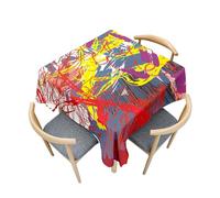 Surwin Nappe Carrée, Nappe Rectangulaire Anti Tache - Effet Lotus, Style Abstrait Lavable Housse de Table en Polyester pour Maison, de Restaurant, de café et Jardin (Rouge,140x140cm)
