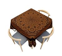 Surwin Nappe Carrée, Nappe Rectangulaire Anti Tache - Effet Lotus, Style Bohème Lavable Housse de Table en Polyester pour Maison, de Restaurant, de café et Jardin (Marron,180x180cm)