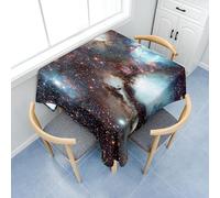 Surwin Nappe Carrée, Nappes pour Table de Jardin, Anti-Taches, Housse de Table Lavable pour Fête Decoration Ménage Picnic Anniversaire, 3D Univers (Argent 01,100x100cm)