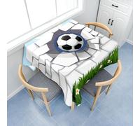 Surwin Nappe Carrée, Nappes pour Table de Jardin, Anti-Taches, Housse de Table Lavable pour Fête Decoration Ménage Picnic Anniversaire, 3D Football (Football et Fleurs,90x90cm)