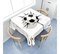 Surwin Nappe Carrée, Nappes pour Table de Jardin, Anti-Taches, Housse de Table Lavable pour Fête Decoration Ménage Picnic Anniversaire, 3D Football (Blanc 01,90x90cm)
