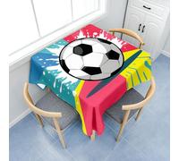 Surwin Nappe Carrée, Nappes pour Table de Jardin, Anti-Taches, Housse de Table Lavable pour Fête Decoration Ménage Picnic Anniversaire, 3D Football (Football Incroyable,60x60cm)