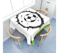 Surwin Nappe Carrée, Nappes pour Table de Jardin, Anti-Taches, Housse de Table Lavable pour Fête Decoration Ménage Picnic Anniversaire, 3D Football (Puissance du Football,200x200cm)