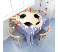 Surwin Nappe Carrée, Nappes pour Table de Jardin, Anti-Taches, Housse de Table Lavable pour Fête Decoration Ménage Picnic Anniversaire, 3D Football (Arc-en-Ciel,60x60cm)