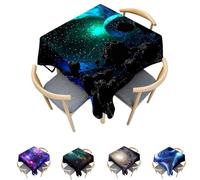 Surwin Nappe Carrée, Nappes pour Table de Jardin, Anti-Taches, Housse de Table Lavable pour Fête Decoration Ménage Picnic Anniversaire, 3D Univers (Univers mystérieux,120x120cm)