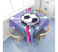 Surwin Nappe Carrée, Nappes pour Table de Jardin, Anti-Taches, Housse de Table Lavable pour Fête Decoration Ménage Picnic Anniversaire, 3D Football (Violet 01,60x60cm)