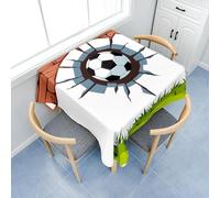 Surwin Nappe Carrée, Nappes pour Table de Jardin, Anti-Taches, Housse de Table Lavable pour Fête Decoration Ménage Picnic Anniversaire, 3D Football (Jouer au Football,140x140cm)