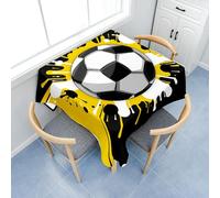 Surwin Nappe Carrée, Nappes pour Table de Jardin, Anti-Taches, Housse de Table Lavable pour Fête Decoration Ménage Picnic Anniversaire, 3D Football (Entraînement de Football,180x180cm)