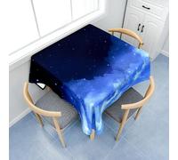 Surwin Nappe Carrée, Nappes pour Table de Jardin, Anti-Taches, Housse de Table Lavable pour Fête Decoration Ménage Picnic Anniversaire, 3D Univers (Bleu 01,140x140cm)