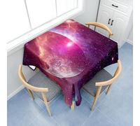 Surwin Nappe Carrée, Nappes pour Table de Jardin, Anti-Taches, Housse de Table Lavable pour Fête Decoration Ménage Picnic Anniversaire, 3D Univers (Rose 01,140x140cm)