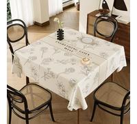 Surwin Nappe Carrée, Nappes pour Table de Jardin Imperméable Anti-Taches, Housse de Table pour Fête Decoration Ménage Picnic Anniversaire, 3D Fleurs (Roses Beiges,80x80cm)