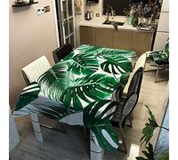 Surwin Nappe Fête Decoration Imperméable Nappe de Fête Imprimé, Nappe en Polyester Impermeable l'épreuve de l'huile Antifouling (Monstera 2,140x200cm)