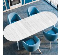 Surwin Nappe Ovale avec Bord Élastique, Nappe de Table Ovale Protection Anti-Taches Couverture de Table Extensible pour Cuisine Jardin Exterieur Intérieur -3D Grain de Bois (Gris,132x229cm)