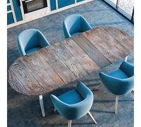 Surwin Nappe Ovale avec Bord Élastique, Nappe de Table Ovale Protection Anti-Taches Couverture de Table Extensible pour Cuisine Jardin Exterieur Intérieur -3D Grain de Bois (Vintage,132x229cm)