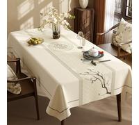 Surwin Nappe Rectangulaire Imprimés Style Chinois Nappe en Toile cirée Imperméable, Nappes PVC Extérieur Lavable, Linge de Table Anti Tache pour Salle à Manger Jardin Fête (Fleurs,100x160cm)