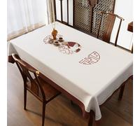 Surwin Nappe Rectangulaire, Nappe en Toile cirée Imperméable, Nappes PVC Extérieur Lavable, Linge de Table Anti Tache pour Salle à Manger Jardin Fête, Style Chinois (Rouge,120x180cm)