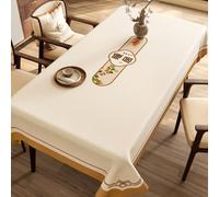 Surwin Nappe Rectangulaire Nappe en Toile cirée Imperméable Nappes PVC Extérieur Lavable Linge de Table Anti Tache pour Salle à Manger Jardin Fête, Style Chinois (Orange,140x220cm)