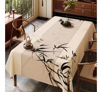 Surwin Nappe Rectangulaire, Nappes PVC Extérieur Lavable, Nouveau Style Chinois Nappe en Toile cirée Imperméable, Linge de Table Anti Tache pour Jardin, Fête, Mariage (Bambou,60x90cm)