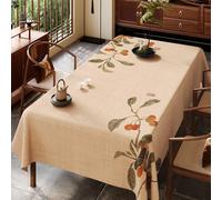 Surwin Nappe Rectangulaire, Nappes PVC Extérieur Lavable, Nouveau Style Chinois Nappe en Toile cirée Imperméable, Linge de Table Anti Tache pour Jardin, Fête, Mariage (Kaki,120x120cm)