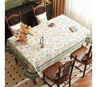 Surwin Nappe Rectangulaire, Nappes PVC Extérieur Lavable, Rose Pastorale Nappe en Toile cirée Imperméable, Linge de Table Anti Tache pour Salle à Manger, Jardin, Fête, Mariage (Vert,120x180cm)