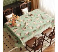 Surwin Nappe Rectangulaire, Nappes PVC Extérieur Lavable, Rose Pastorale Nappe en Toile cirée Imperméable, Linge de Table Anti Tache pour Salle à Manger, Jardin, Fête, Mariage (Vert Clair,140x180cm)