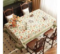 Surwin Nappe Rectangulaire, Nappes PVC Extérieur Lavable, Rose Pastorale Nappe en Toile cirée Imperméable, Linge de Table Anti Tache pour Salle à Manger, Jardin, Fête, Mariage (Orange,140x180cm)