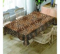 Surwin Nappes de Table de Cuisine 3D Imprimé Nappes Rectangulaires Anti Taches Nappe Imperméable Anti-Salissure Lavable pour Decoration Noël Cuisine Jardin Picnic (Imprimé léopard,140x260cm)