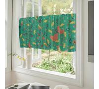 Surwin Noël Rideau de Cuisine Court Moderne pour Petit Fenêtre, Moderne Noël Rideaux Brise-Bise Cuisine Rideaux de Café Décoration pour Salle à Manger, Chambre à Coucher (Graffiti,132x45cm)