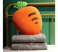 Surwin Oreiller Couverture 2 en 1, Forme Fruit Couverture et Oreiller de Voyage - Couvre Lit Matelassé Ete Convertible en Coussin, Courtepointe pour Avion Voiture Bureau (Carotte Orange,150x180cm)