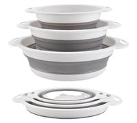 Surwin Passoire Pliable, 3 Pcs Silicone Passoire Cuisine,Compacte Passoire Cuisine Pliable, Passoire Retractable Passoire Pates, Grande Petite Portable Panier de Fruits (Blanc)
