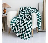 Surwin Plaid Couverture Polaire Flanelle en Microfibree Adulte Enfant 1 Personne, Damier Ultra Douce Chaude Peluche Couverture de Lit Jeté de Canapé (230x230cm,Vert foncé)