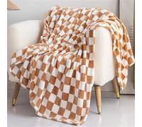 Surwin Plaid Couverture Polaire Flanelle en Microfibree Adulte Enfant 1 Personne, Damier Ultra Douce Chaude Peluche Couverture de Lit Jeté de Canapé (70x100cm,Kaki)