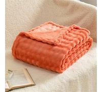 Surwin Plaid Couverture Polaire Flanelle en Microfibree Adulte Enfant 1 Personne, Velours Bulle Ultra Douce Chaude Peluche Couverture de Lit Jeté de Canapé (100x150cm,Orange)