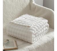 Surwin Plaid Couverture Polaire Flanelle en Microfibree Adulte Enfant 1 Personne, Velours Bulle Ultra Douce Chaude Peluche Couverture de Lit Jeté de Canapé (150x200cm,Beige)