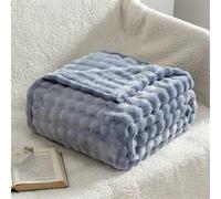 Surwin Plaid Couverture Polaire Flanelle en Microfibree Adulte Enfant 1 Personne, Velours Bulle Ultra Douce Chaude Peluche Couverture de Lit Jeté de Canapé (100x150cm,Gris)