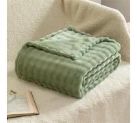 Surwin Plaid Couverture Polaire Flanelle en Microfibree Adulte Enfant 1 Personne, Velours Bulle Ultra Douce Chaude Peluche Couverture de Lit Jeté de Canapé (70x100cm,thé Vert)