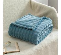 Surwin Plaid Couverture Polaire Flanelle en Microfibree Adulte Enfant 1 Personne, Velours Bulle Ultra Douce Chaude Peluche Couverture de Lit Jeté de Canapé (70x100cm,Bleu)