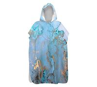Surwin Poncho de Bain avec Capuche pour Hommes Femmes, Imprimé Marbre Serviette de Poncho Microfibre Poncho de Surf Plage à Capuche Serviette à Changement Peignoir de Piscine (Cristal Bleu,60*110cm)