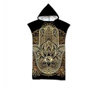 Surwin Poncho de Bain avec Capuche pour Hommes Femmes, Imprimé Microfibre Serviette de Poncho Poncho de Surf Plage à Capuche Serviette à Changement Peignoir de Piscine (Monstre Borgne,75x110cm)