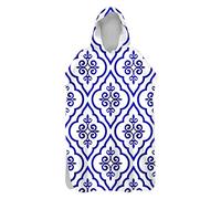 Surwin Poncho de Bain avec Capuche pour Hommes Femmes, Imprimé Rayures Serviette de Poncho Microfibre Poncho de Surf Plage à Capuche Serviette à Changement Peignoir Piscine (Céladon,75 * 145cm)