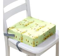 Surwin Rehausseur de Chaise Enfant, 3D Abeille Fleur Coussin de Siège Portable avec Antidérapant Boucle de Sécurité Ajustable Eponge Confortable Coussins Adapté pour Repas (Tournesol,40x40x10cm)
