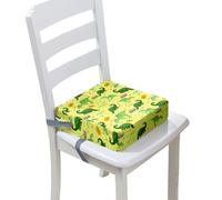 Surwin Rehausseur de Chaise Enfant, 3D Dinosaures Coussin de Siège Portable avec Antidérapant Boucle de Sécurité Ajustable Eponge Confortable Coussins Adapté (Vert Jaune,40x40x10cm)