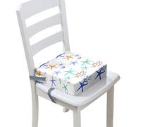 Surwin Rehausseur de Chaise Enfant, 3D Étoile de Mer Coussin de Siège Portable avec Antidérapant Boucle de Sécurité Ajustable Eponge Confortable Coussins Adapté (Bleu Vert,32x32x8cm)