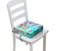 Surwin Rehausseur de Chaise Enfant, 3D Étoile de Mer Coussin de Siège Portable avec Antidérapant Boucle de Sécurité Ajustable Eponge Confortable Coussins Adapté (Vert d'eau,32x32x8cm)