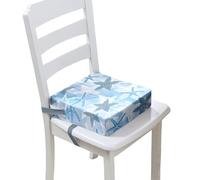 Surwin Rehausseur de Chaise Enfant, 3D Étoile de Mer Coussin de Siège Portable avec Antidérapant Boucle de Sécurité Ajustable Eponge Confortable Coussins Adapté (bleu,32x32x8cm)