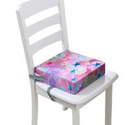 Surwin Rehausseur de Chaise Enfant, 3D Étoile de Mer Coussin de Siège Portable avec Antidérapant Boucle de Sécurité Ajustable Eponge Confortable Coussins Adapté (Bleu Rose 2,40x40x10cm)