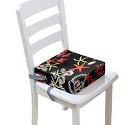 Surwin Rehausseur de Chaise Enfant, 3D Étoile de Mer Coussin de Siège Portable avec Antidérapant Boucle de Sécurité Ajustable Eponge Confortable Coussins Adapté (Rouge Noir,40x40x10cm)
