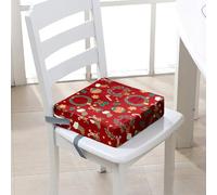 Surwin Rehausseur de Chaise Enfant, 3D Noël Coussin de Siège Portable avec Antidérapant Boucle de Sécurité Ajustable Eponge Confortable Coussins Adapté (Christmas 8,32x32x8cm)