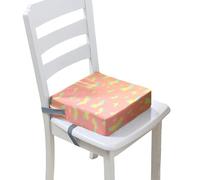 Surwin Rehausseur de Chaise Enfant, 3D Papillon Coussin de Siège Portable avec Antidérapant Boucle de Sécurité Ajustable Eponge Confortable Coussins Adapté (Jaune Rose,40x40x10cm)